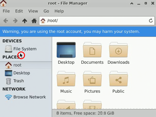 Generated file manager after the double-click action