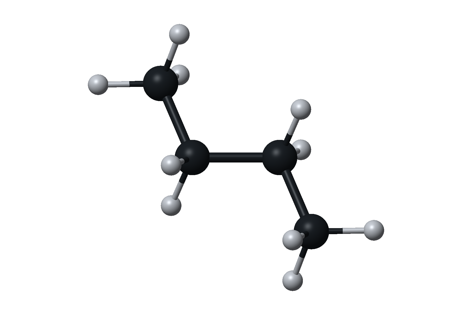 Illustrative butane molecule in an extended conformation